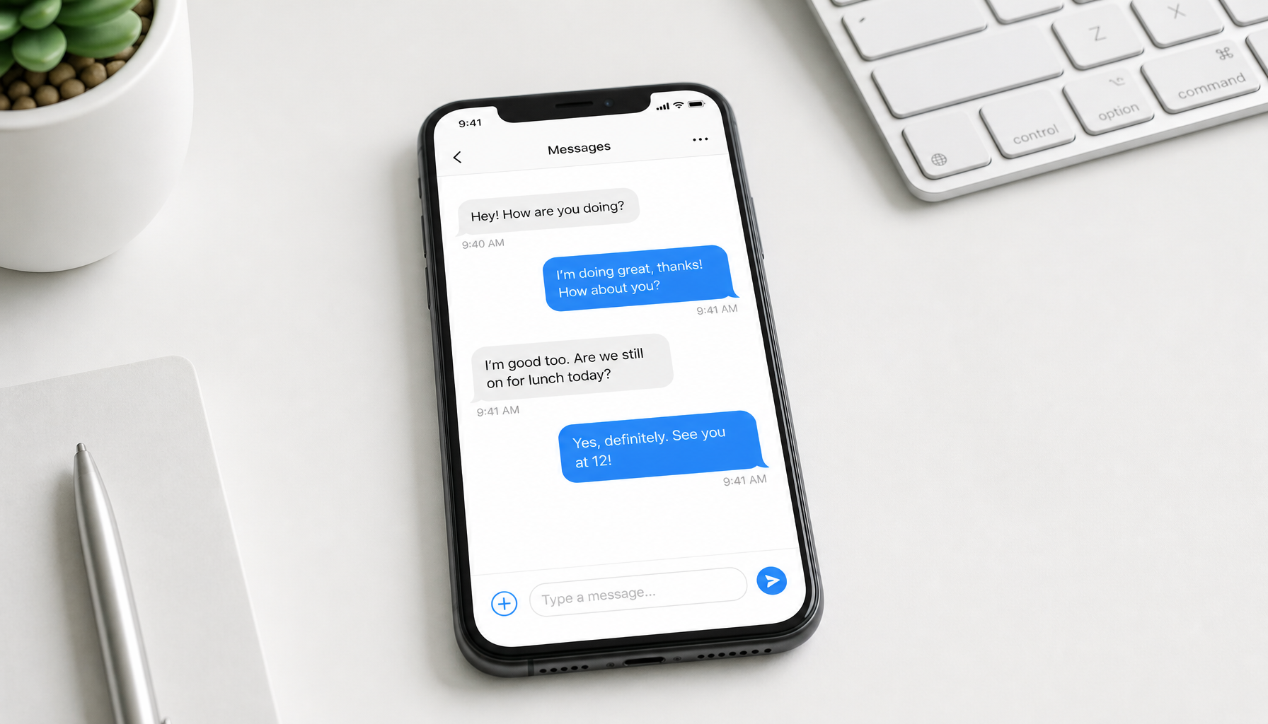 Simple chatbot messaging interface showing basic text conversation on a smartphone