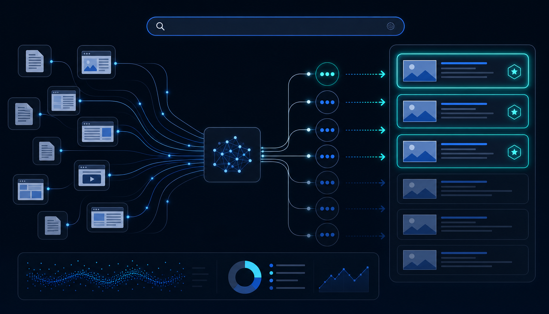 Visualization of AI algorithm processing content passages
